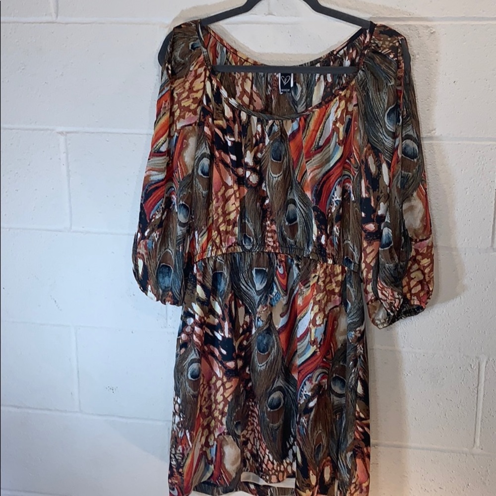 Peacock Feather Print Dress